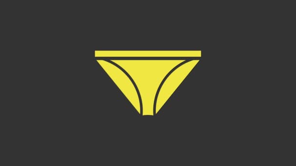 Žluté pánské kalhotky ikona izolované na šedém pozadí. Mužské spodní prádlo. Grafická animace pohybu videa 4K — Stock video
