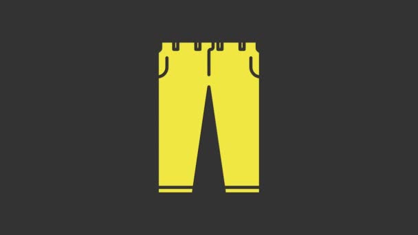 Icona dei pantaloni gialli isolata su sfondo grigio. Animazione grafica 4K Video motion — Video Stock