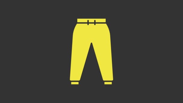 Yellow Sport broek pictogram geïsoleerd op grijze achtergrond. 4K Video motion grafische animatie — Stockvideo