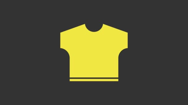 Sárga póló ikon elszigetelt szürke háttér. 4K Videó mozgás grafikus animáció — Stock videók
