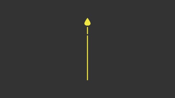 灰色背景下孤立的黄色中世纪矛形图标.中世纪的武器4K视频运动图形动画 — 图库视频影像