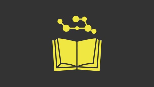 Amarillo Icono de libro abierto aislado sobre fondo gris. Animación gráfica de vídeo 4K — Vídeos de Stock