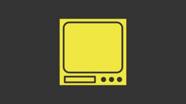 Sarı Elektronik ölçek simgesi gri arkaplanda izole edildi. Ağırlık ölçüm aletleri. 4K Video hareketli grafik canlandırması