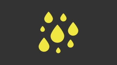 Sarı Su Damlası simgesi gri arkaplanda izole edildi. 4K Video hareketli grafik canlandırması