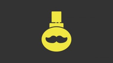 Sarı Sakal ve Bıyık Bakım Yağ Şişesi ikonu gri arka planda izole edilmiş. Pipetli cam şişe. 4K Video hareketli grafik canlandırması