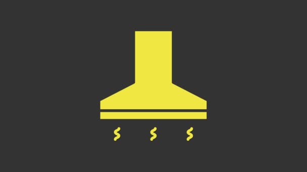 Amarelo ícone extrator de cozinha ventilador isolado no fundo cinza. Um capuz. Escape da cozinha. Aparelho doméstico. Animação gráfica em movimento de vídeo 4K — Vídeo de Stock