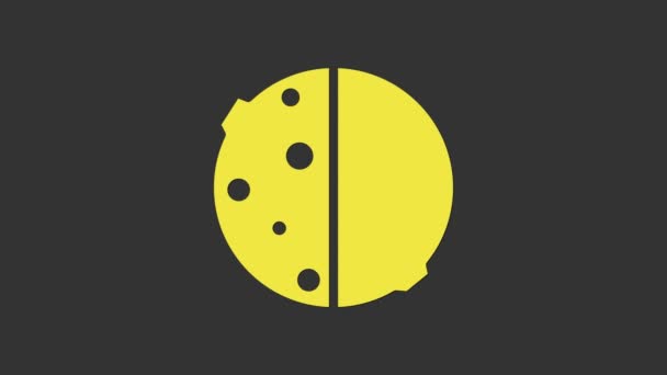 Жовтий затемнення сонячної ікони ізольовано на сірому фоні. Повне сонарне затемнення. 4K Відеографічна анімація — стокове відео