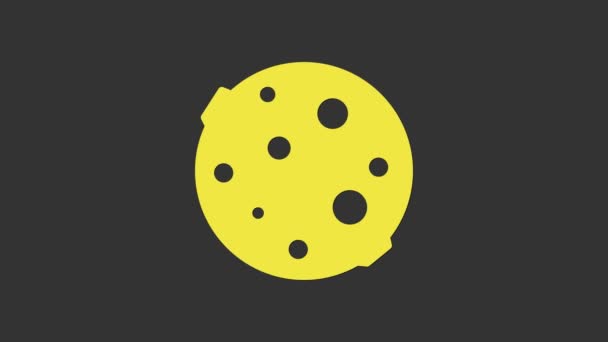 Иконка желтой луны выделена на сером фоне. Видеографическая анимация 4K — стоковое видео