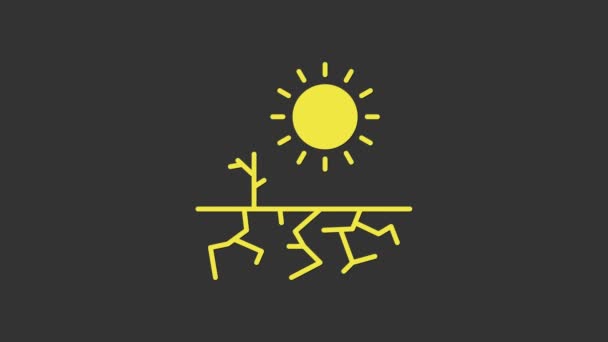 Gelbes Symbol der Dürre isoliert auf grauem Hintergrund. 4K Video Motion Grafik Animation — Stockvideo
