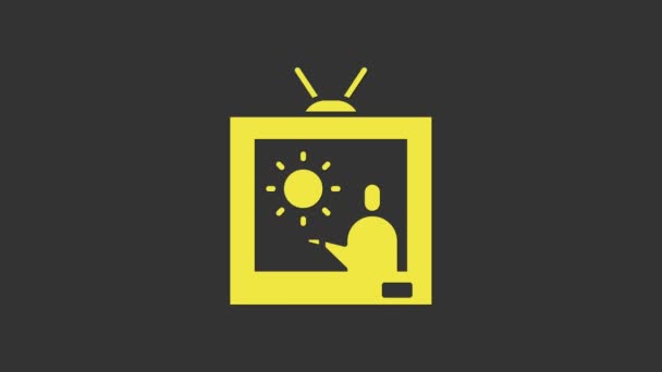 Ikona žluté předpovědi počasí izolovaná na šedém pozadí. Grafická animace pohybu videa 4K — Stock video