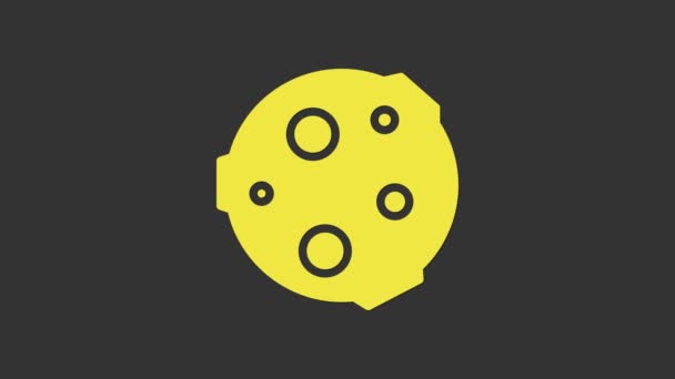 黄色的月亮图标孤立在灰色的背景上.4K视频运动图形动画 — 图库视频影像