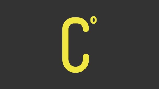 Sárga Celsius ikon elszigetelt szürke háttér. 4K Videó mozgás grafikus animáció — Stock videók