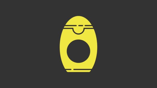 Желтая бутылка иконки шампуня выделена на сером фоне. Видеографическая анимация 4K — стоковое видео