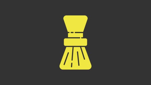Żółta ikona szczotki do golenia na szarym tle. Symbol zakładu fryzjerskiego. 4K Animacja graficzna ruchu wideo — Wideo stockowe