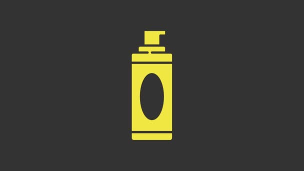 Yellow Shaving gel foam icon isolated on grey background. Shaving cream. 4K Video motion graphic animation — Stock Video