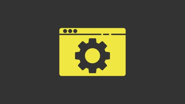 Yellow Browser instelling pictogram geïsoleerd op grijze achtergrond. Aanpassen, service, onderhoud, reparatie, reparatie. 4K Video motion grafische animatie — Stockvideo