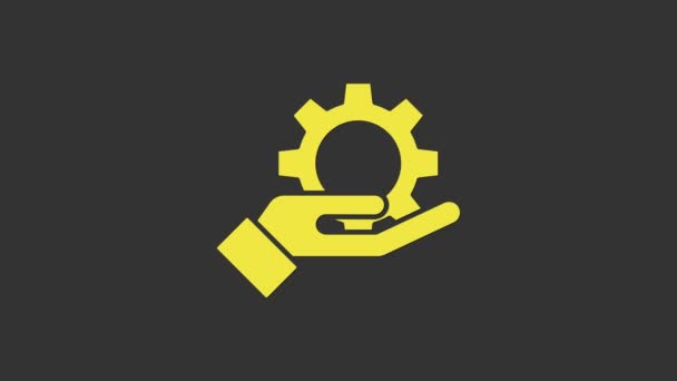 Gul Hand inställningar redskap ikon isolerad på grå bakgrund. Justering, service, underhåll, reparation, fixering. 4K Video motion grafisk animation — Stockvideo