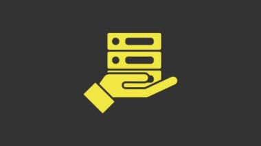 Sarı Sunucu, Data, Web sunucu simgesi gri arkaplanda izole edildi. 4K Video hareketli grafik canlandırması