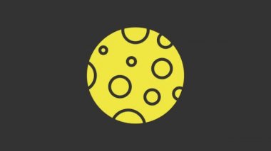 Sarı Ay simgesi gri arkaplanda izole edildi. 4K Video hareketli grafik canlandırması