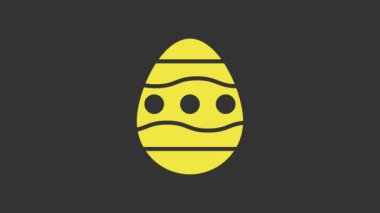 Sarı Paskalya yumurtası ikonu gri arka planda izole edilmiş. Mutlu Paskalyalar. 4K Video hareketli grafik canlandırması