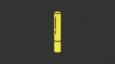Sarı marihuana mekanı, gri arka planda izole edilmiş ot ikonu. Uyuşturuculu sigara, esrar sarılmış sigara. 4K Video hareketli grafik canlandırması