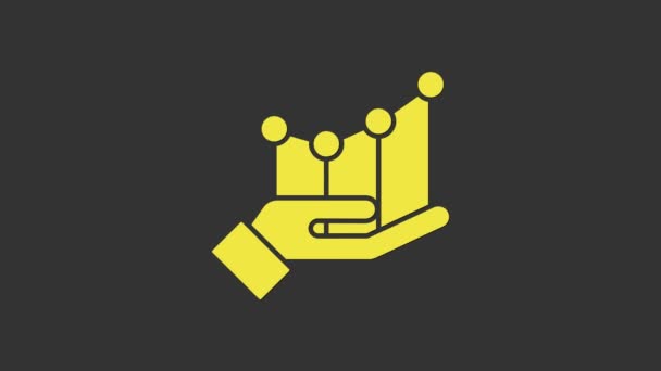 Icono infográfico de la carta amarilla Pie aislado sobre fondo gris. Signo de diagrama gráfico. Animación gráfica de vídeo 4K — Vídeos de Stock