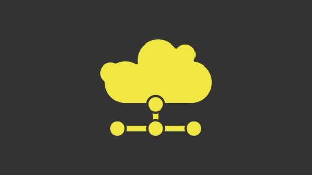 Icono de conexión a la nube Yellow Network aislado sobre fondo gris. Tecnología social. Concepto de computación en nube. Animación gráfica de vídeo 4K — Vídeos de Stock