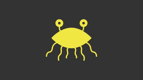 Ícone Pastafarianismo amarelo isolado em fundo cinza. Animação gráfica em movimento de vídeo 4K — Vídeo de Stock