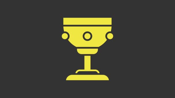 Ікона жовтої християнської чаші ізольована на сірому тлі. Християнська ікона. З Великоднем. 4K Відеографічна анімація — стокове відео