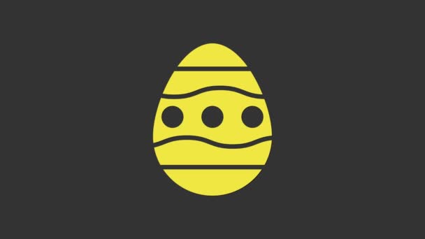 Sarı Paskalya yumurtası ikonu gri arka planda izole edilmiş. Mutlu Paskalyalar. 4K Video hareketli grafik canlandırması — Stok video