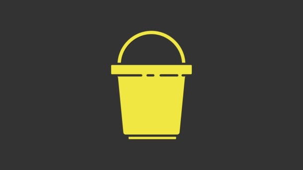 Yellow Bucket icon isolated on grey background. Cleaning service concept. 4K Video motion graphic animation — Stock Video