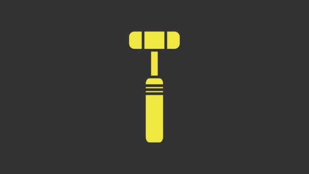 Icono de martillo reflejo neurológico amarillo aislado sobre fondo gris. Animación gráfica de vídeo 4K — Vídeos de Stock