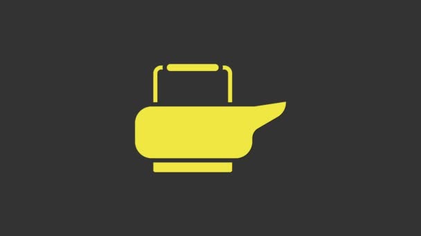Ikona žluté Bedpan izolované na šedém pozadí. Záchod pro pacienty na lůžku. Grafická animace pohybu videa 4K — Stock video
