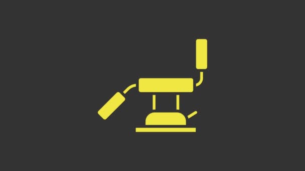 Żółty medyczny fotel dentystyczny ikona odizolowany na szarym tle. Krzesło dentystyczne. 4K Animacja graficzna ruchu wideo — Wideo stockowe
