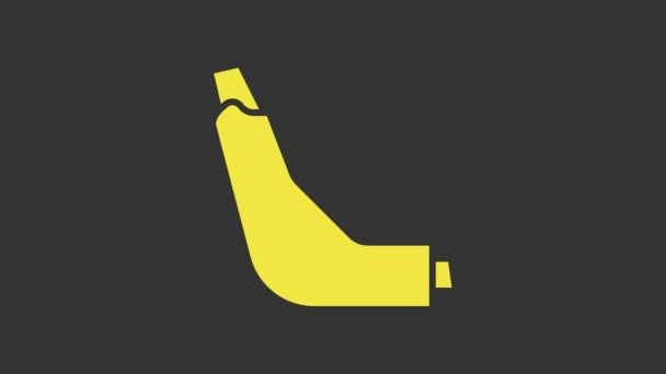 Ikona žlutého inhalátoru izolovaná na šedém pozadí. Dýchání pro úlevu od kašle, inhalace, alergický pacient. Grafická animace pohybu videa 4K — Stock video