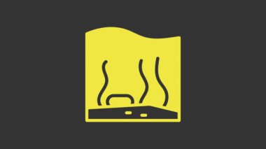 Sarı Akvaryum simgesi gri arkaplanda izole edildi. Ev ve evcil hayvanlar için akvaryum. 4K Video hareketli grafik canlandırması