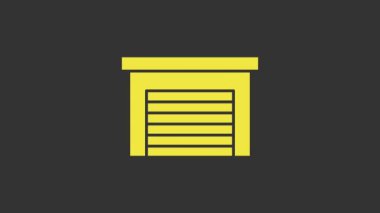 Sarı Garaj simgesi gri arkaplanda izole edildi. 4K Video hareketli grafik canlandırması