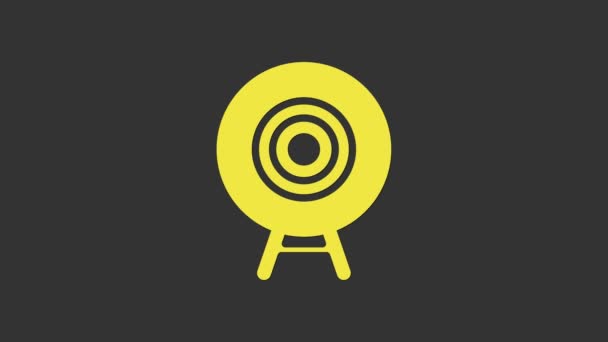Yellow Target sport ikon isolerad på grå bakgrund. Rengör mål med nummer för skjutbana eller skytte. 4K Video motion grafisk animation — Stockvideo