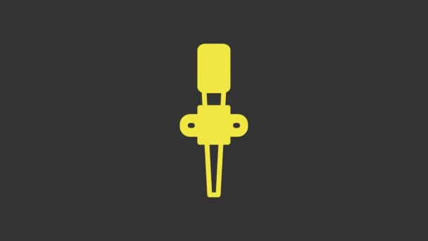 Ikona žlutého plamene pochodně izolovaná na šedém pozadí. Symbol oheň horký, plamen moc, plamen a teplo. Grafická animace pohybu videa 4K — Stock video