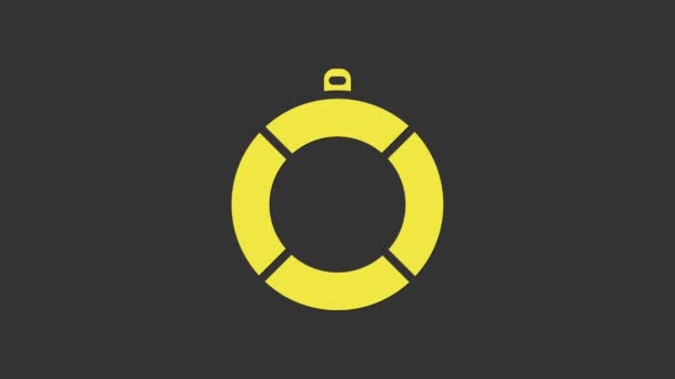 Gul livboj ikon isolerad på grå bakgrund. Livbältessymbol. 4K Video motion grafisk animation — Stockvideo