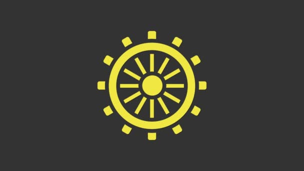 Icono del volante amarillo Ship aislado sobre fondo gris. Animación gráfica de vídeo 4K — Vídeo de stock