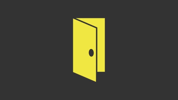 Yellow Closed door icon isolated on grey background. 4K Video motion graphic animation — Stock Video