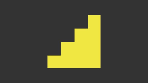 Icono de escalera amarilla aislado sobre fondo gris. Animación gráfica de vídeo 4K — Vídeos de Stock