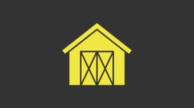 Sarı Çiftlik Evi simgesi gri arka planda izole edilmiş. 4K Video hareketli grafik canlandırması