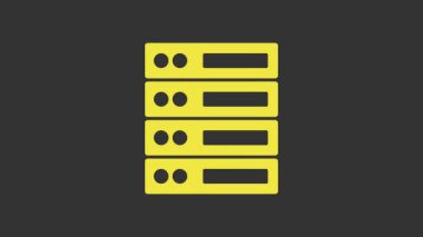 Sarı Sunucu, Data, Web sunucu simgesi gri arkaplanda izole edildi. 4K Video hareketli grafik canlandırması