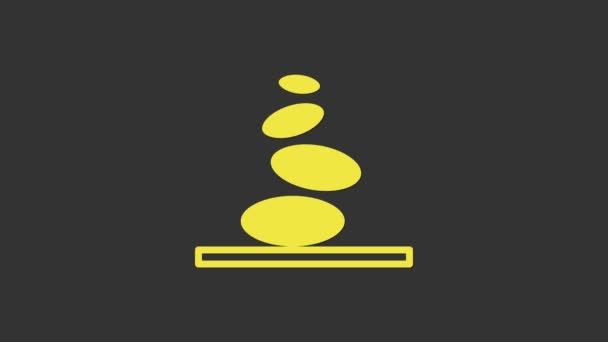 Yellow Stack hot stones icon isolated on grey background. Spa salon accessory. 4K Video motion graphic animation — Stock Video