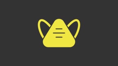 Sarı Tıbbi Koruyucu Maske simgesi gri arka planda izole edildi. 4K Video hareketli grafik canlandırması