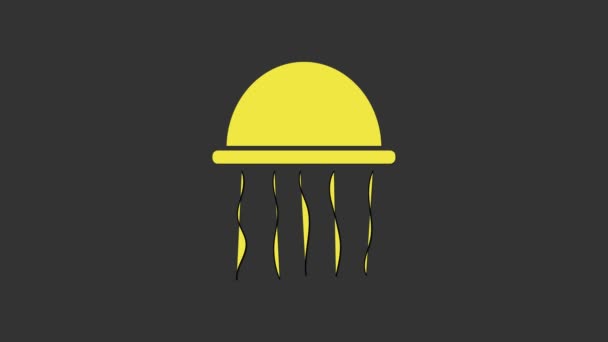 Žlutá ikona medúzy izolované na šedém pozadí. Grafická animace pohybu videa 4K — Stock video
