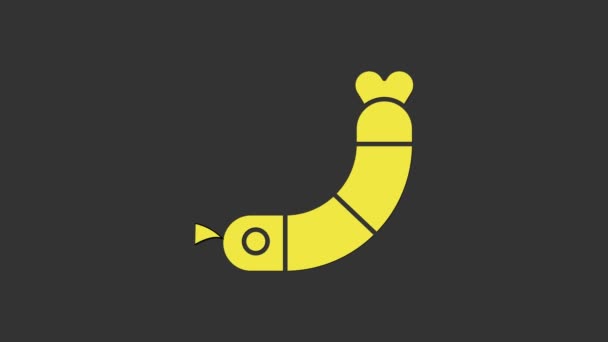 Yellow Shrimp icon isolated on grey background. 4K Video motion graphic animation — Stock Video