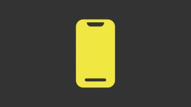 Sarı Akıllı Telefon, gri arkaplanda izole edilmiş bir cep telefonu simgesi. 4K Video hareketli grafik canlandırması